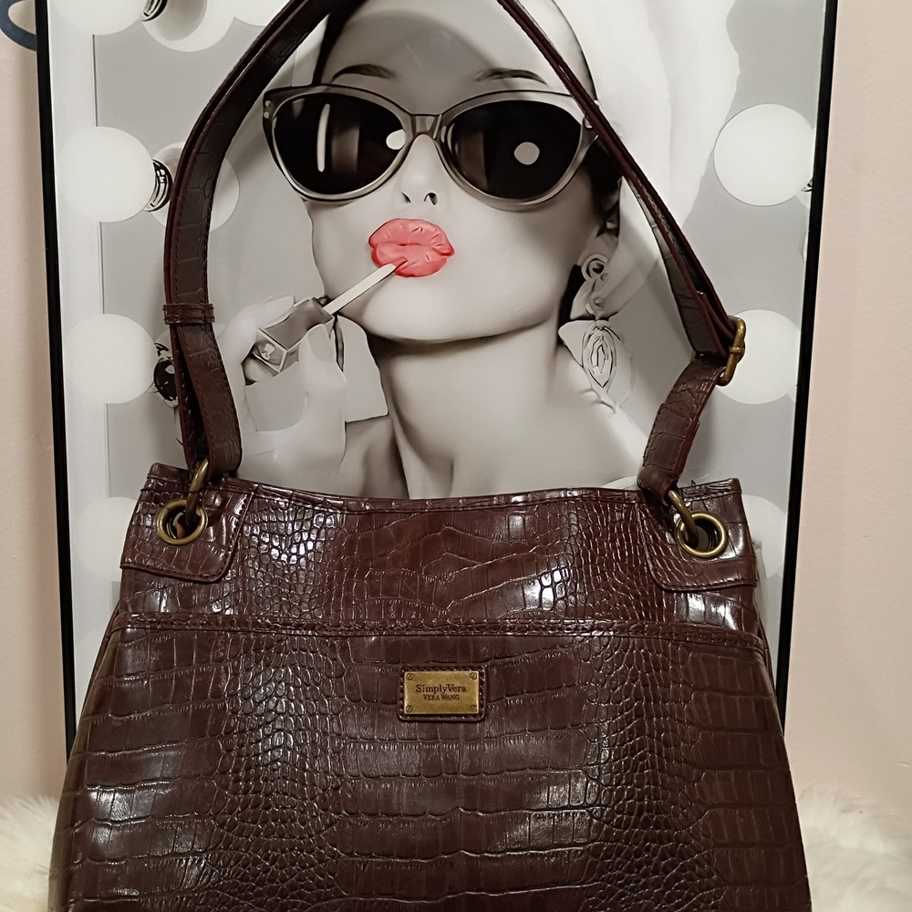 Simply Vera Vera Wang Chocolate Crocodile Shoulder Bag